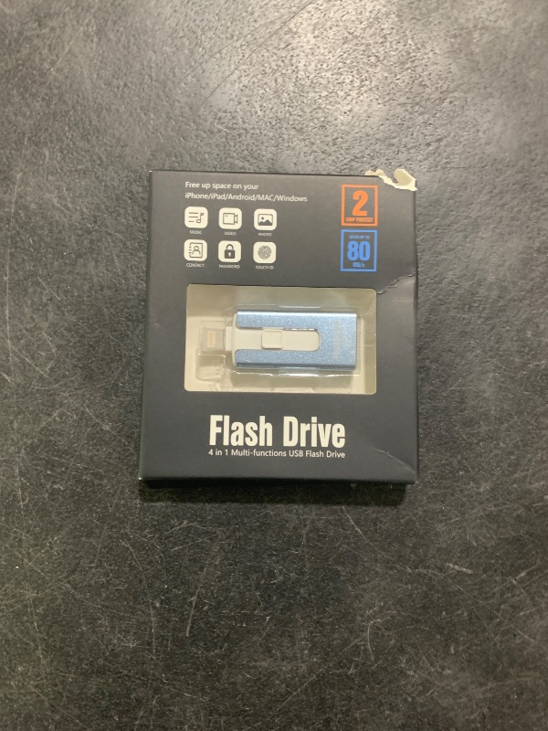 Photo 1 of 256GB USB Flash Drive for Phone and Pad, Photo Stick High Speed External USB Thumb Drives Photo Storage Memory Stick for Save More Photos and Videos (Blue, 256GB)