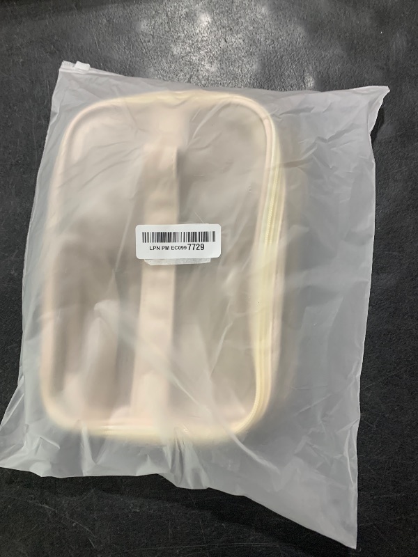 Photo 1 of Large Clear Makeup Bag Big Cosmetic Bags Waterproof Toiletry Orangizer with Handle Transparent Toiletries Case Travel Pouch for Women Girls Daily Beauty Purse Essentials Skincare Bag Off White