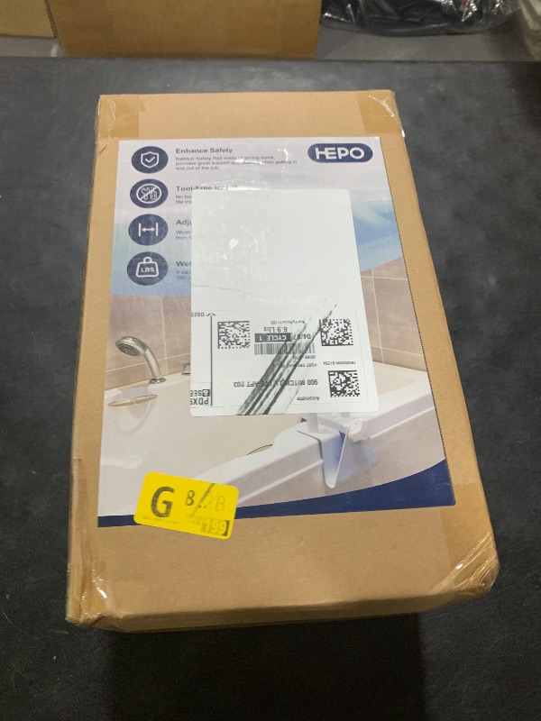 Photo 1 of HEPO Grab Bars for Bathtubs and Showers, Adjustable Bathtub Safety Rail for Seniors, Tub Grab Bar for Bathroom, Assistance Bathtub Handle Clamp for Elderly Bath Support, White