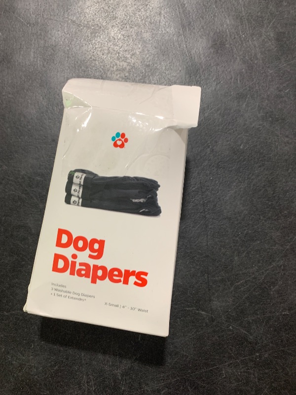 Photo 1 of Pet Parents® Washable Dog Diapers (3pack) + Extendrs® of Durable Doggie Diapers, Premium Dog Diapers Female & Male (X-Small, Black)