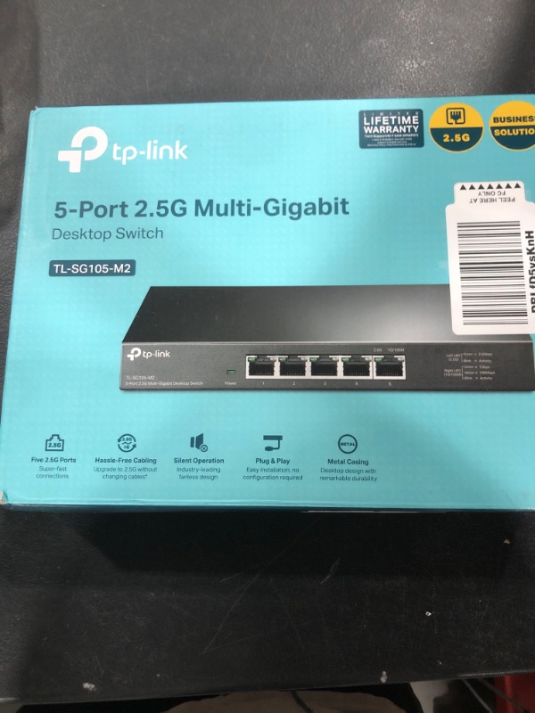 Photo 1 of TP-Link TL-SG105-M2-5 Port Multi-Gigabit Unmanaged Network Switch, Ethernet Splitter, 2.5G Bandwidth, Plug & Play, Desktop/Wall-Mount, Fanless Metal Design