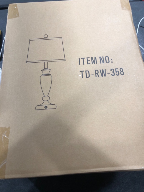 Photo 1 of Rinweey Metal Table Lamps Set of 2, 3 Way Touch Control Silver Bedside Lamps with USB A+C Ports, Modern Brushed Nickel Nightstand Lamps for Bedroom Living Room