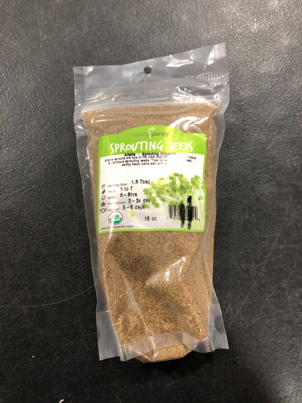 Photo 1 of Handy Pantry Organic Salad Sprouting & Microgreens Mix – 16 Oz – Non-GMO, High-Germination Blend of Alfalfa, Broccoli, Lentil, Mung Bean & Radish Seed – Fresh, Crisp Sprouts & Nutritious Micro Green
