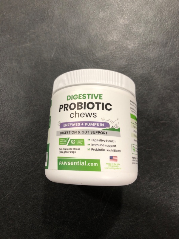 Photo 1 of Advanced Dog Probiotics for Digestive Health & Enzymes - Diarrhea, Gas, Upset Stomach Relief & Season Allergy - Chews for Digestion - Prebiotics Fiber Supplement - Pet Probiotics for Dogs - 120 Chews