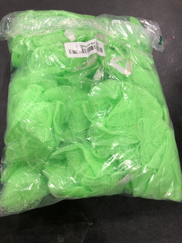 Photo 1 of Loofah Lord 24 Green Bath or Shower Sponge Loofahs Pouf Mesh Wholesale Bulk Lot
