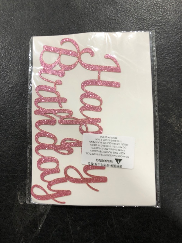 Photo 1 of BEISHIDA Pink happy birthday Cake Topper, Happy Birthday Cake Bunting Decor,Birthday Party Decoration Supplies?Photo Booth Props