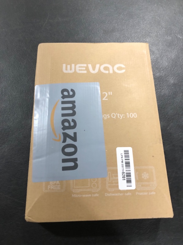 Photo 1 of Wevac Vacuum Sealer Bags 100 Quart 8x12 Inch for Food Saver, Seal a Meal, Weston. Commercial Grade, BPA Free, Heavy Duty, Great for vac storage, Meal Prep or Sous Vide