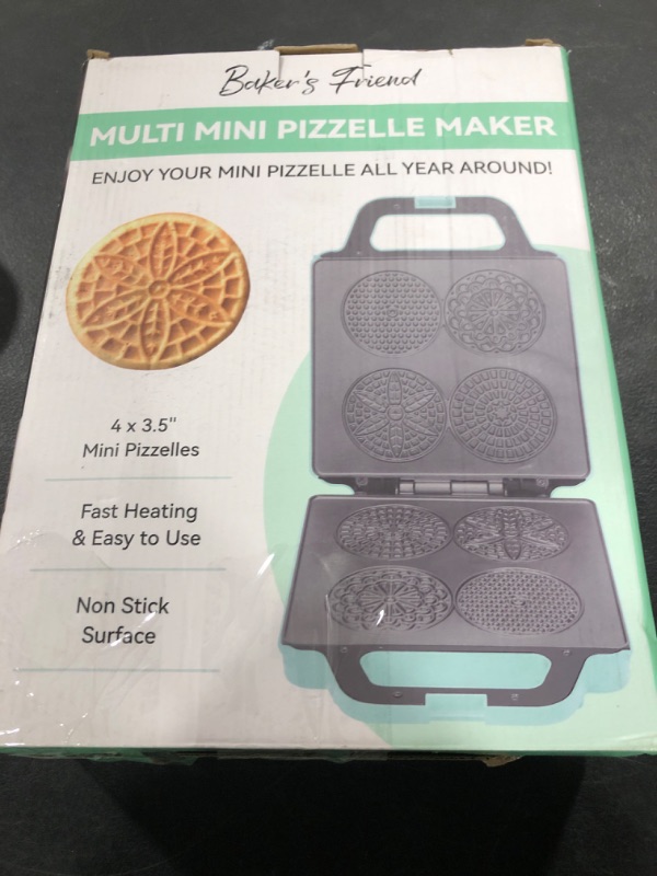 Photo 1 of Baker’s Friend Pizzelle Maker Electric, 4 X 3.5” Pizzelle Waffle Cookies for Christmas Baking Supplies, Stroopwafel Iron, Cookie Maker Machine with Pattern, Thin Waffle Maker, Aqua
