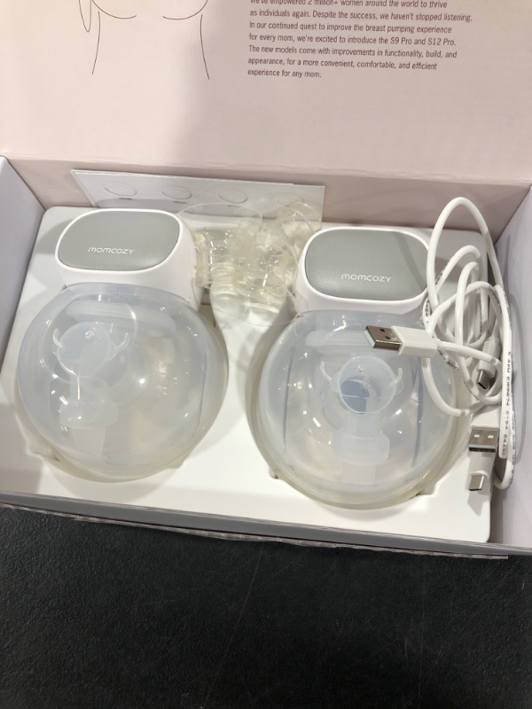 Photo 1 of Momcozy S9 Pro Upgraded Wearable Breast Pump, Hands-Free Design with Extended Battery Life & LED Display, Double Electric Portable Pump with 2 Modes & 9 Levels, 24mm, 2-Pack, Gray
