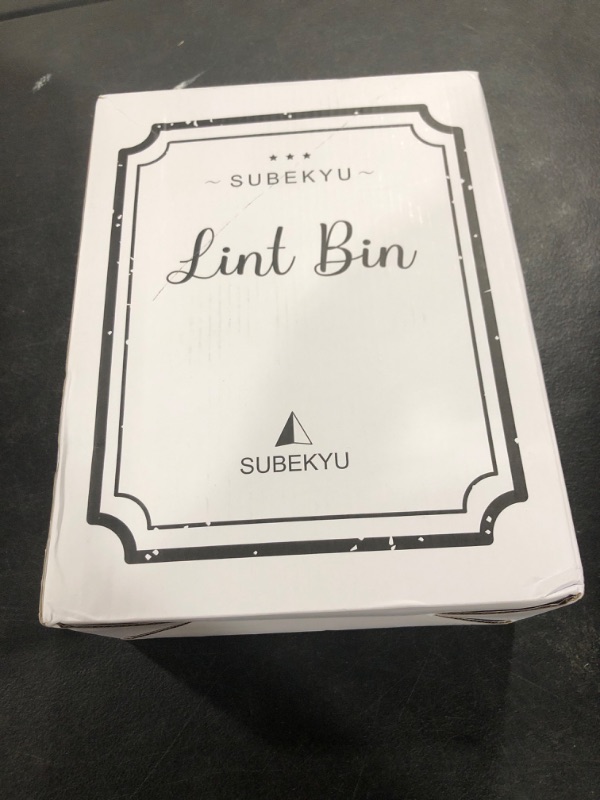 Photo 1 of SUBEKYU Magnetic Lint Bin for Laundry Room, Wall Mounted Metal Lint Box Holder Trash Can with Lid for Dryer,Lint Basket for Laundry Room Organization,White
