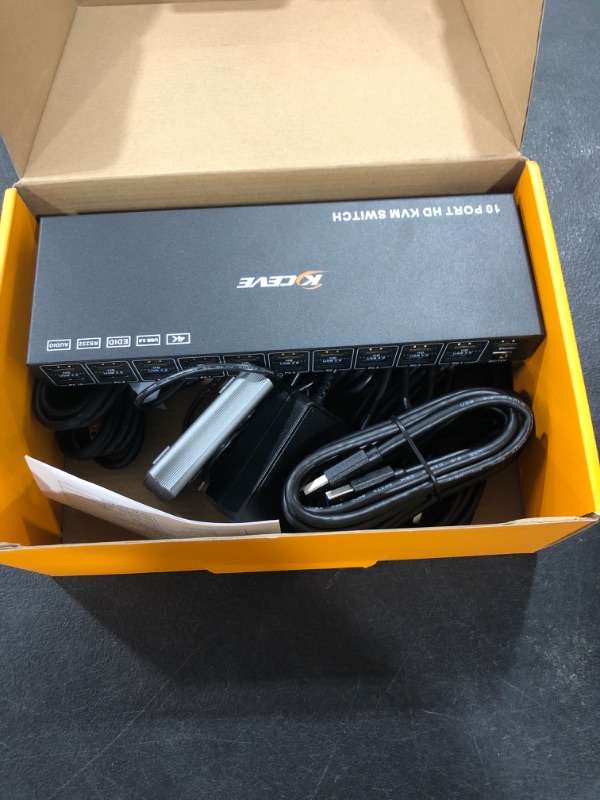 Photo 1 of 10 Port 8 Port KVM Switch HDMI 4K@60Hz EDID Simulation, USB 3.0 HDMI KVM Switch for 10 Computers Share 1 Monitor and 4 USB Devices, KVM Switches with Audio RS232 Wired Remote 12V Power and USB Cable