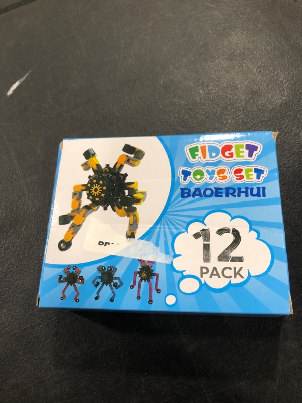 Photo 1 of 12 Pack Funny Sensory Fidget Toys,Deformable Chain DIY Robot Spinners Fingertip Stress Relief Gyro Toy Birthday Gifts Goodie Bag Easter Basket Stuffers Classroom Prizes Party Favors for Kids Adults