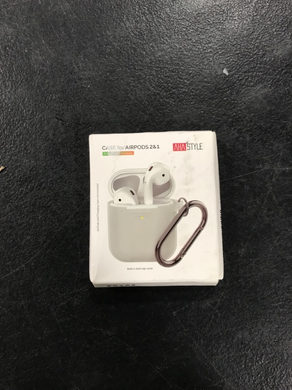 Photo 1 of AhaStyle AirPods Case Plus Hand Strap Silicone Protective Case Cover Accessories for Men Women Girls Compatible with Apple AirPods 2 & 1(Clear)