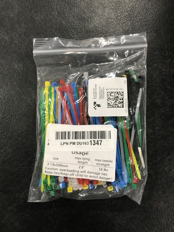 Photo 1 of 4 Inch Thin Zip Ties (Tying Length 2.8"), 120pcs Clear Nylon Cable Ties, 6 Multi-colors