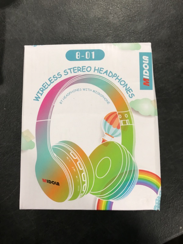 Photo 1 of MIDOLA Kids Headphones Bluetooth 5.3 Wireless 60H Play Time Volume Limit 85/110dB Over Ear Foldable Protection Headset/Wired AUX Cord Mic for Children Boy Girl Travel School Phone Pad Tablet Blue