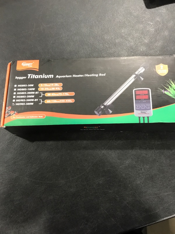 Photo 1 of hygger Pinpoint Saltwater Aquarium Heater with Digital Thermostat IC Temp Controller, Titanium Tube Submersible Fish Tank Heater for Coral Reef 500 Watt