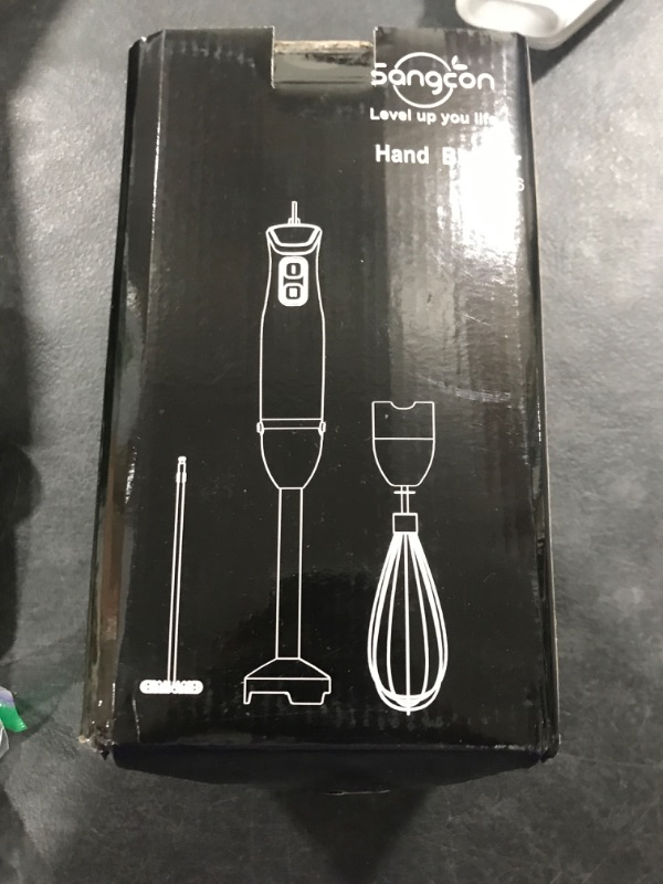 Photo 1 of Sangcon Immersion Blender Handheld, 3-in-1 Hand Blender Electric, 400W Handheld Blender, Stainless Steel Blade Stick Mixer with Whisk, Milk Frother Attachments - Black