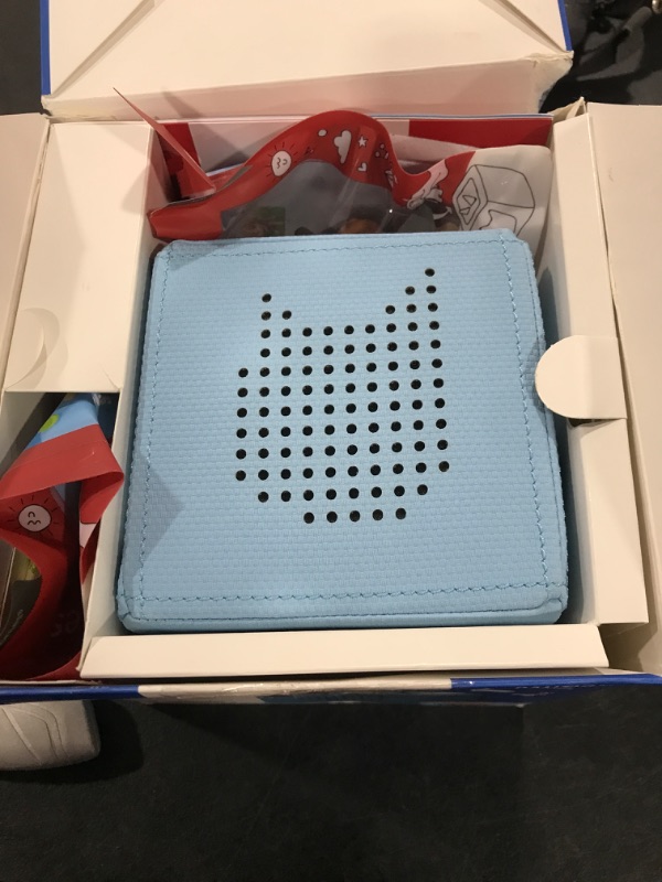 Photo 1 of Toniebox Audio Player Starter Set with Chase, Skye, Marshall, and Playtime Puppy - Listen, Learn, and Play with One Huggable Little Box - Light Blue