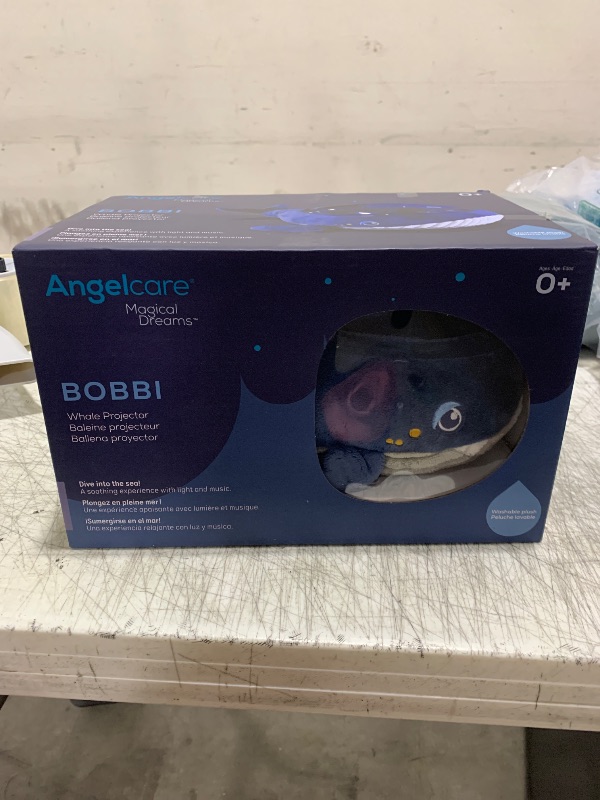Photo 1 of Angelcare Bobbi The Whale Ceiling Night Light Projector for Babies and Kids, Sleep Soother with Adjustable Volume Lullabies, White Noises, 3 Night Light Intensities