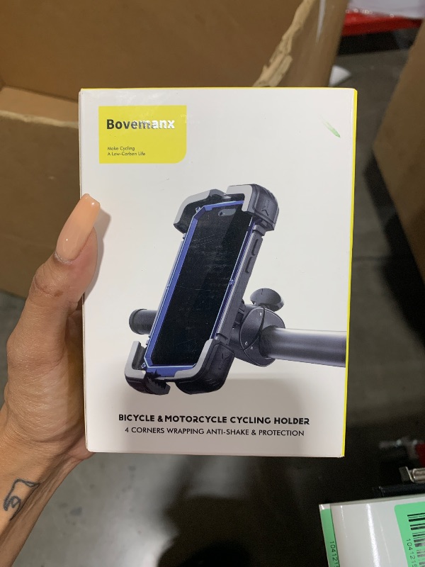 Photo 1 of Bovemanx Motorcycle Phone Mount Holder, [150mph Wind Anti-Shake][7.2inch Big Phone Friendly] Bike Phone Holder, Motorcycle Handlebar Cell Phone Clamp, Compatible with iPhone 16 Pro Max, Black