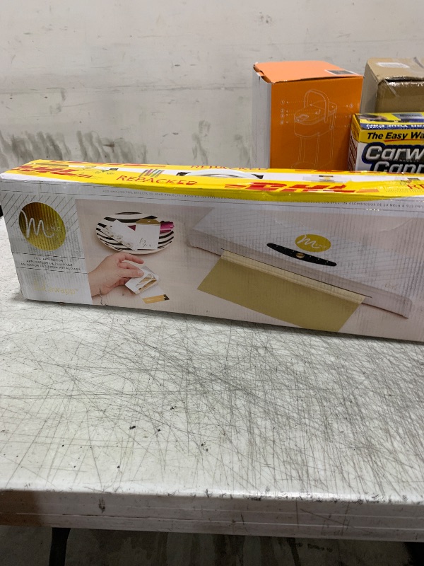 Photo 1 of Heidi Swapp Minc Wheel Foiling Machine Laminator Applicator & Starter Kit,12 inch, White, Includes Transfer Folder, Gold Foil Sheet and 3 Tags, Make Cards, Invitations, and More