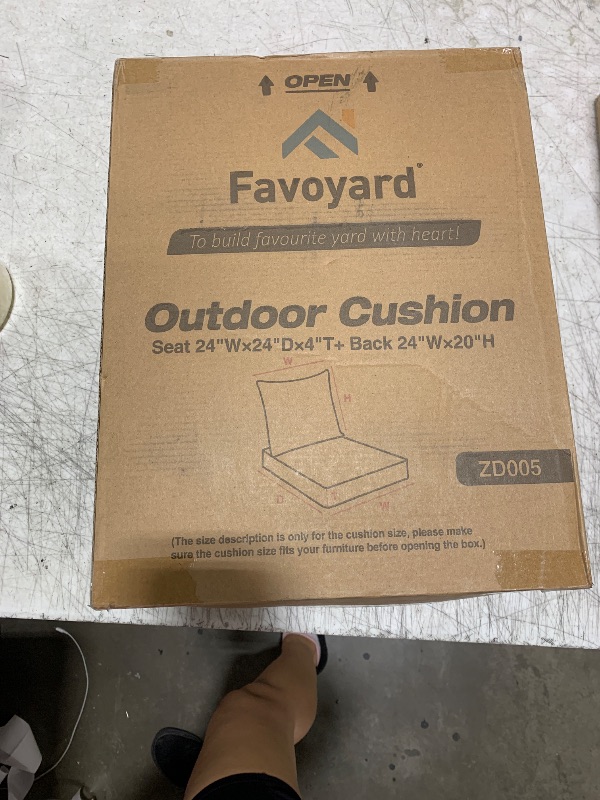 Photo 1 of Favoyard Outdoor Seat Cushion Set 22 x 24 Inch Waterproof & Fade Resistant Patio Furniture Cushions with Removable Cover Deep Seat & Back Cushion with Handle and Adjustable Straps for Chair Sofa Couch