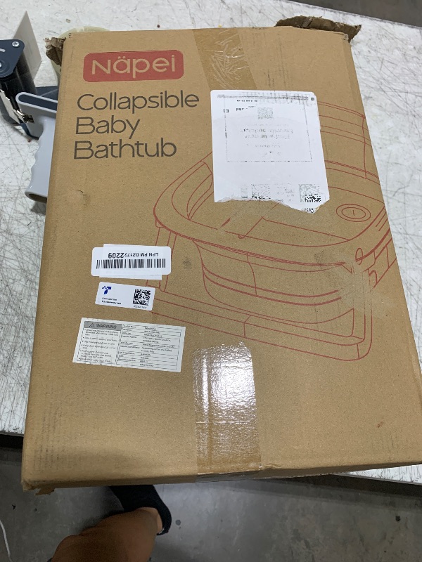 Photo 1 of napei Collapsible Baby Bathtub,Baby Bath Tub with Soft Cushion & Thermometer,Baby Bathtub Newborn to Toddler 0-36 Months,Portable Travel Baby Tub