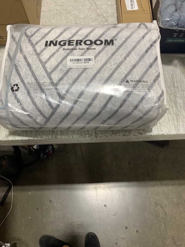 Photo 1 of INGEROOM 5x7 Area Rugs for Living Room, Washable Area Rug 5x7 Grey, Modern Design Carpet, Geometric Carpet for Bedroom, Dining Room, Offic, Entryway