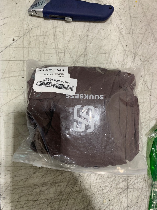 Photo 1 of SUUKSESS Women Square Neck Long Sleeve Tops Double Lined Going Out Basic Full Length T Shirts (Brown,M)