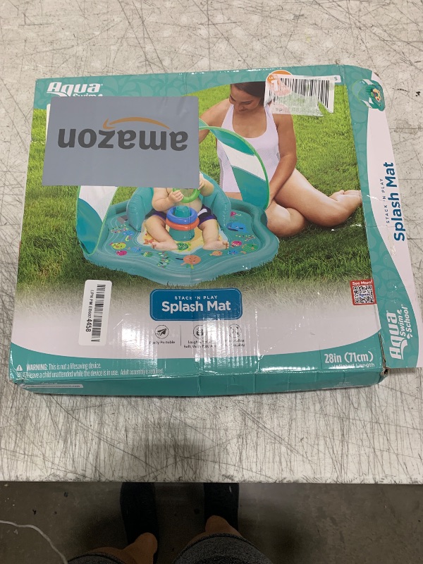 Photo 1 of SwimSchool Baby Splash Play Mat with Adjustable Canopy – Inflatable Play Pool for Babies & Infants with Backrest – Includes Baby Water Toy Rings