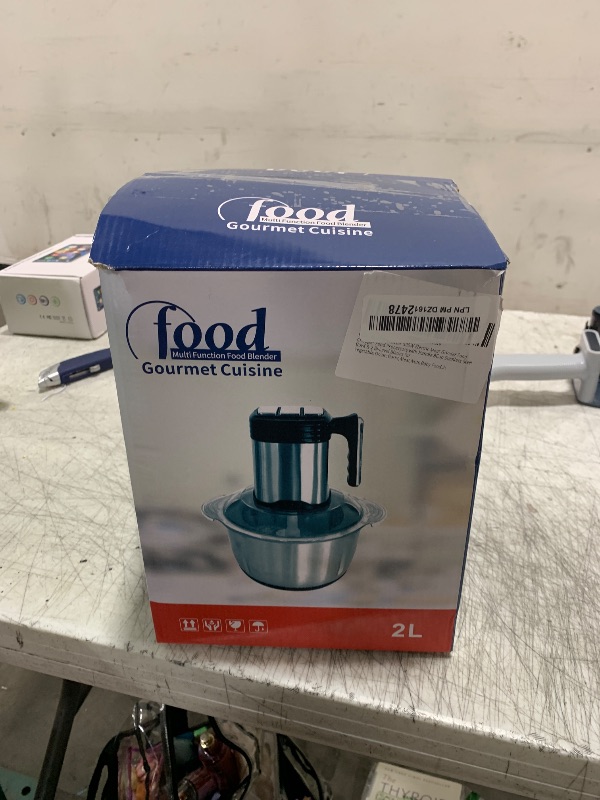 Photo 1 of Food Processor Electric Meat Grinder 500W Food Chopper with Handle 8 Cup 2L Glass Bowl & 2 Sharp Blades 2 Speed for Vegetable Kitchen Cutter,Super Powerful Chopping Grinding Onion,Garlic,Meat,Nuts