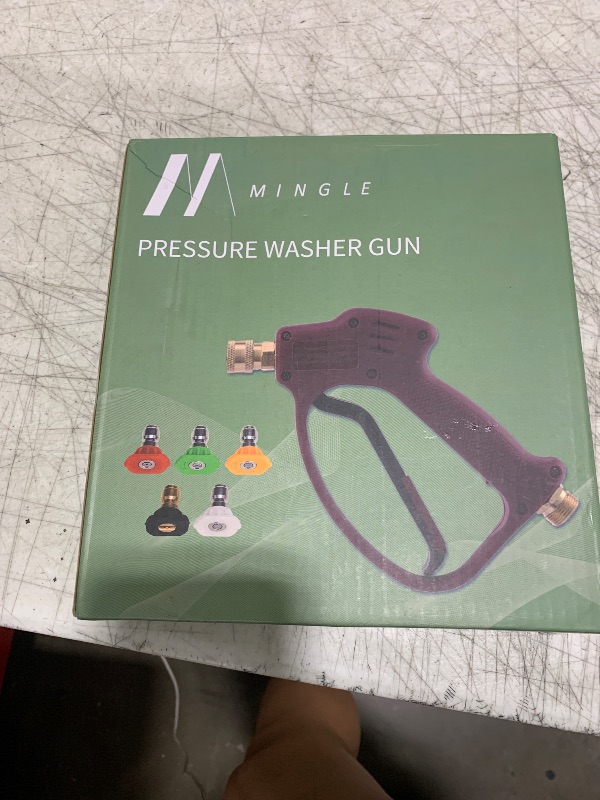Photo 1 of M MINGLE Short Pressure Washer Gun for Hot and Cold Water, High Replacement, 5 Spray Nozzle Tips, M22 Thread, 3600 PSI