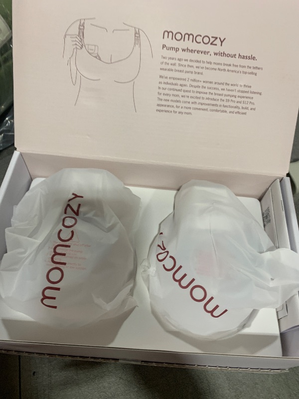 Photo 1 of Momcozy Hands-Free Breast Pump S12 Pro, Wearable & Portable Pump with Soft DoubleFit Flange, 3 Modes | 9 Levels Double Electric Pump, Smart Display, 24mm, 2 Pack, Cozy White