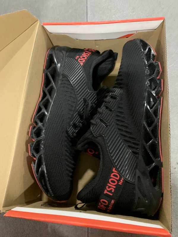 Photo 1 of TSIODFO Slip on Sneakers for Women Running Shoes Tennis Walking Shoes Ladies Gym Workout Jogging Fashion Sneaker Black Red Size 10