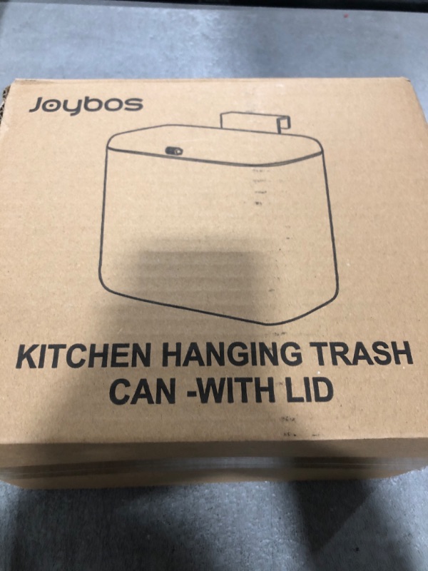 Photo 1 of funest Hanging Trash Can 1.8Gal with Lid - Under Sink & Wall Mount Compost Bin, ABS Plastic Kitchen Waste Basket for Cabinet/RV/Bathroom (White)