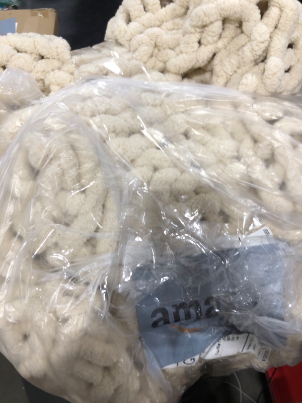 Photo 1 of YAAPSU Chunky Knit Throw Blanket for Couch, 60"x80", 100% Hand Knitted Thick Cable Knit with Cozy Jumbo Chenille Yarn, Soft Large Rope Knot Crochet Blankets for Sofa Bed Living Room Décor, Beige