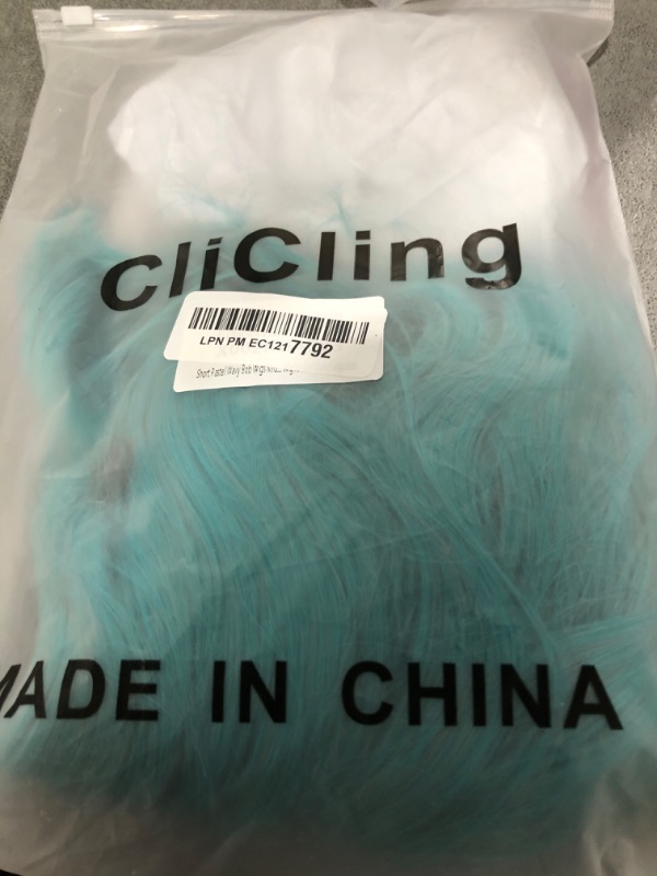 Photo 1 of Short Wavy Bob Wigs Middle Part Curly Hair Cute Wigs Shoulder Length Synthetic Heat Resistant Short Wigs for Women Colorful Costume Bob Cosplay Wig for Girl (Dark Turquoise)