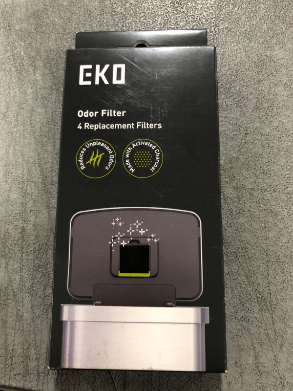 Photo 1 of EKO Trash Can Odor Filter Refills for Trash Can and Compost Bin, Activated Charcoal Deodorizer, Strong Charcoal Odor Absorber, Pack of 4 Replacements