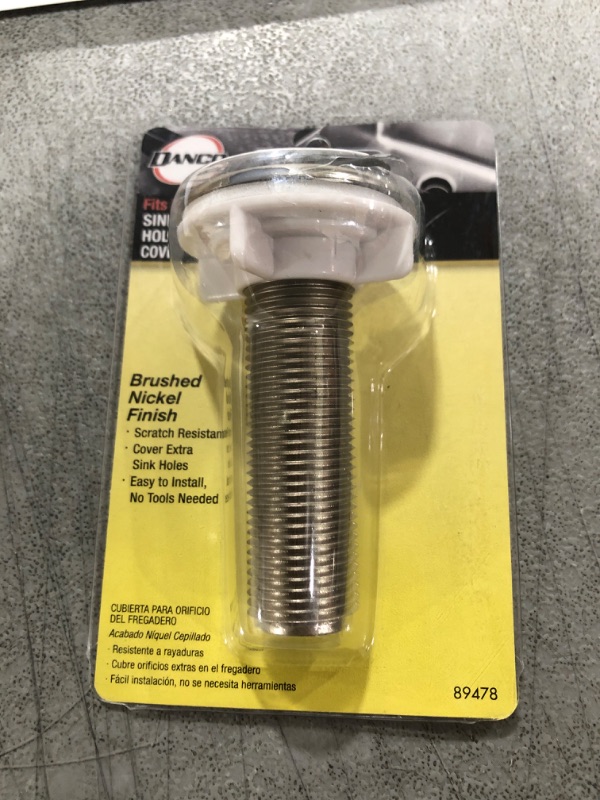 Photo 1 of Danco 89478 Sink Hole Cover, 1-3/4 In W, 3 In L Shank, Plastic, Brushed Nickel