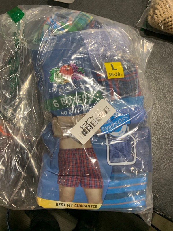 Photo 1 of Fruit of the Loom Men's Tag Free Woven Boxer Shorts, Relaxed Fit, Moisture Wicking, Color Multipacks, Assorted Plaid, Large