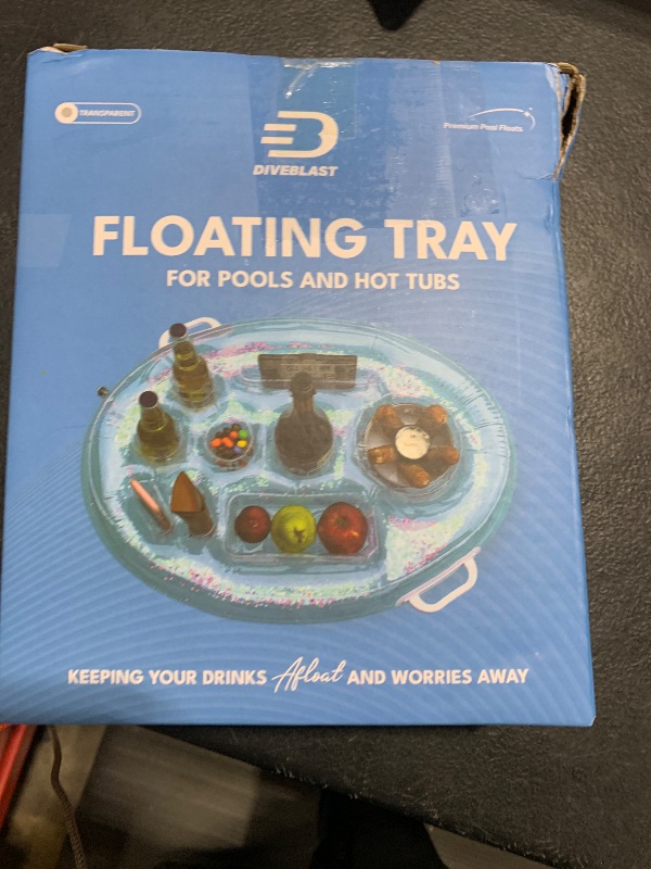 Photo 1 of DIVEBLAST: Transparent Floating Drink Holder for Pool, Hot Tub Accessories for Adults - Holds Up to 50 LBS - Glitter Fun Swimming Pool Accessories for Adults, Cool and Unique Drink Floaties