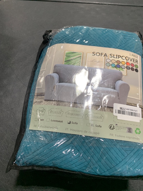 Photo 1 of ZNSAYOTX Super Stretch Sofa Cover (72"-92"), New Striped Sofa Covers Fitted Slipcovers with Elastic Bottom, Dog Cat Pets Proof Spandex Washable Fabric Comfortable & Durable (Peacock Teal, Sofa)