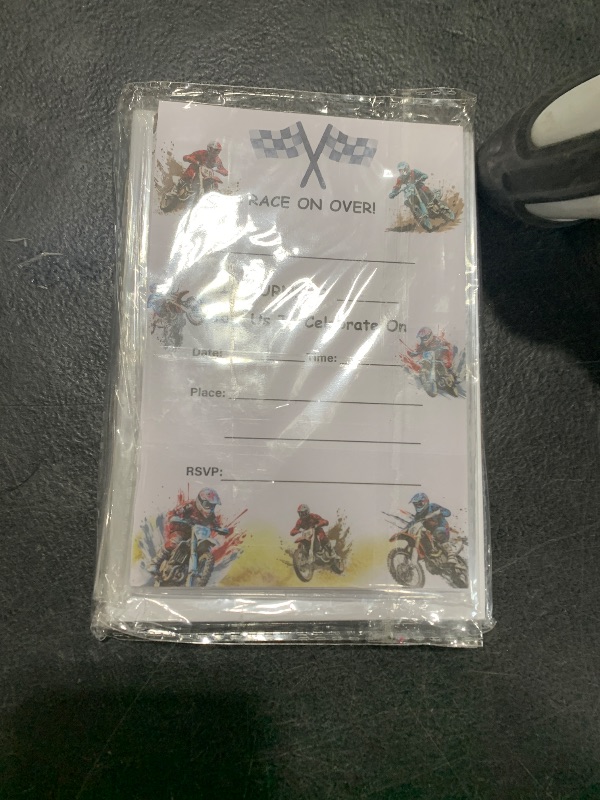 Photo 1 of UPNEGE Dirt Bike Motorcycle Birthday Invites Motocross Birthday Invitations with Envelopes, Pack of 20