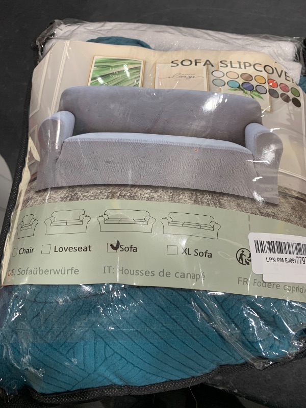 Photo 1 of ZNSAYOTX Super Stretch Sofa Cover (72"-92"), New Striped Sofa Covers Fitted Slipcovers with Elastic Bottom, Dog Cat Pets Proof Spandex Washable Fabric Comfortable & Durable (Peacock Teal, Sofa)