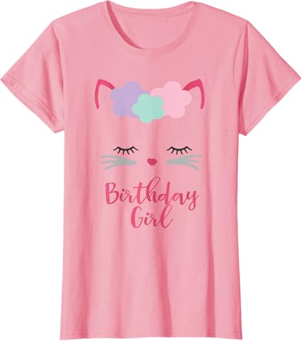 Photo 1 of Kitten Birthday T-Shirt Cat Gift, Kitty Birthday Girl Outfit T-Shirt / S
