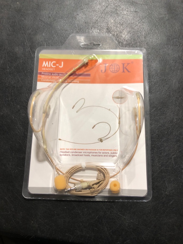 Photo 1 of J K MIC-J 069 Earhook Headworn Headset Unidirectional Microphone Compatible with Sennheiser Wireless Microphone System - 1/8" TRS Locking Screw Plug