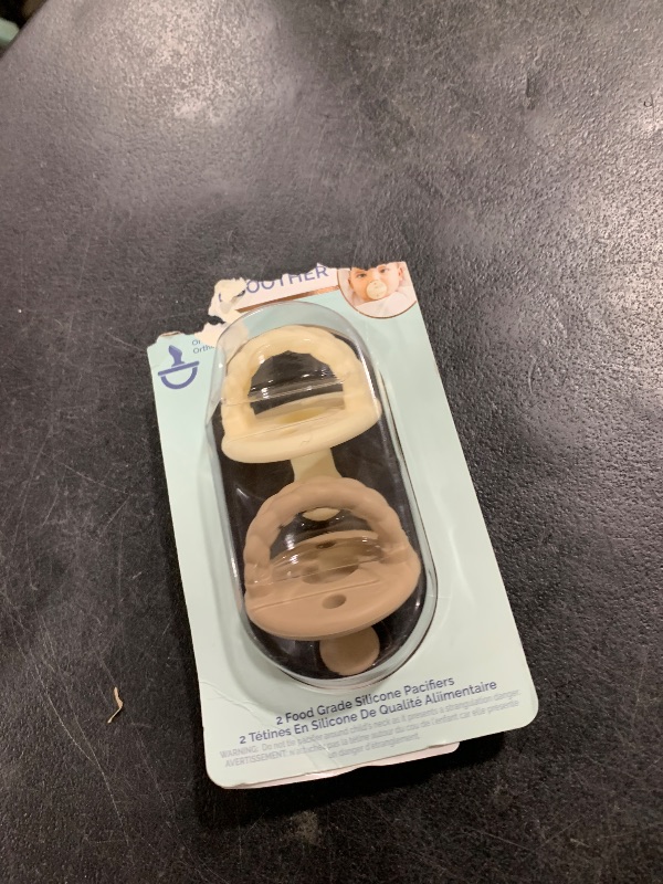 Photo 1 of Itzy Ritzy Silicone Orthodontic Pacifiers - Sweetie Soother Pacifiers with Collapsible Handle & Two Air Holes for Added Safety, Baby Pacifiers for Ages 0-6 Months (Buttercream & Toast)