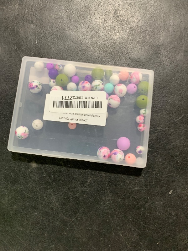 Photo 1 of 100PCS FIVEIZERO Silicone Beads, 9mm & 15mm Silicone Beads for Keychain Making, Cyan Blue White Mixed 5 Colors Silicone Focal Beads for Bracelets, Beadable Pens and DIY Crafts