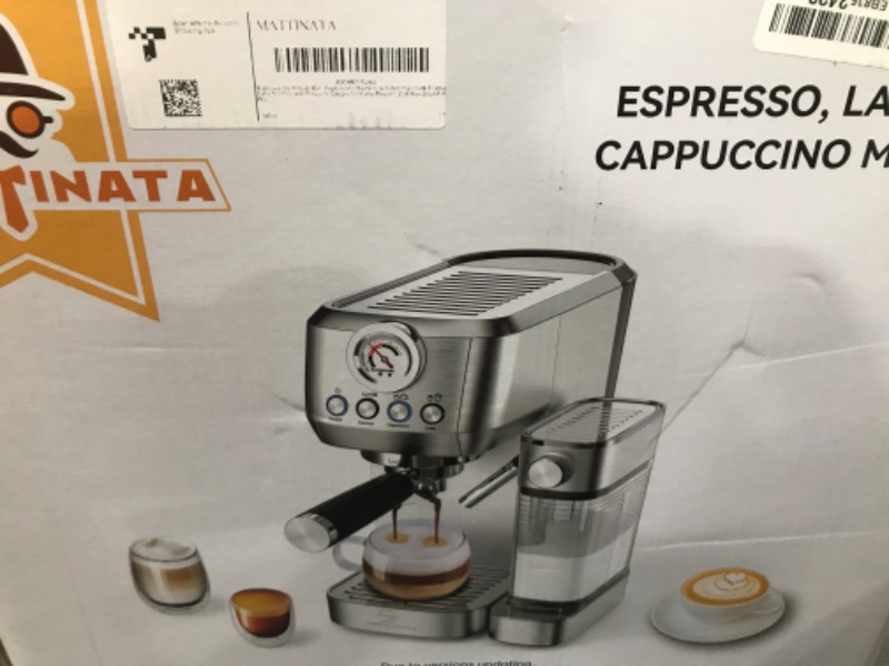 Photo 1 of MAttinata Cappuccino Coffee Machine with Automatic Milk Frother, Compact Espresso Machine with Pressure Gauge, Stainless Steel Cappuccino Maker with for Home, Office