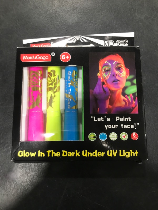 Photo 1 of Luminous Face Paint Crayons Glow in The Black Non Toxic Body Painting for Halloween